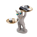 Organizador Decorativo Bulldog com 2 Bandejas Douradas
