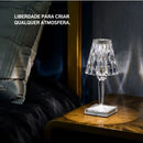 Luminária de Mesa LED Cristal Sem Fio com 3 Tons de Luz