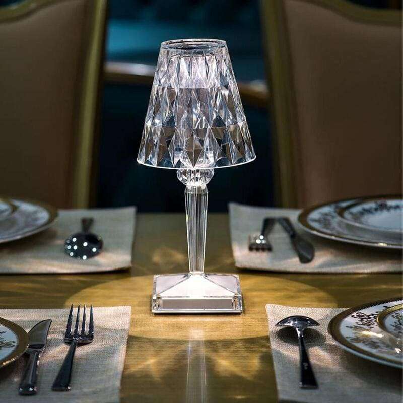 Luminária de Mesa LED Cristal Sem Fio com 3 Tons de Luz