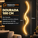 Arandela LED de parede Onda Dupla Lumina dourada de 100 cm com luz quente e medidas técnicas