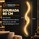 Arandela LED de parede Onda Dupla Lumina dourada de 80 cm com luz quente e medidas técnicas