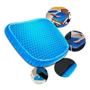 Detalhe da almofada ortopédica em gel de silicone com design respirável e material flexível de alta resistência.