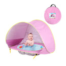 Barraca infantil pop up rosa para praia com cobertura e base para brincadeiras com água