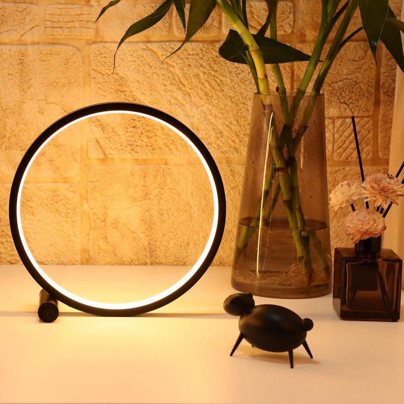 Luminária de Mesa LED Circular com Toque e 3 Tons de Luz
