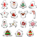 Kit com 15 cortadores natalinos metálicos para biscoitos, massas, fondant e decoração de doces