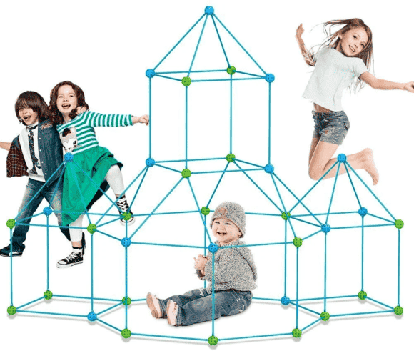 Kit para montar tenda infantil com peças de construção e lona de brinde