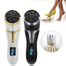Lixa elétrica para pés Soft Feet recarregável com cinco lixas, cabo USB e acessórios de limpeza