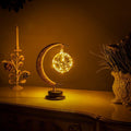 Luminária lua crescente LED com esfera iluminada em brilho solar para decoração