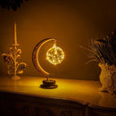Luminária lua crescente LED com esfera iluminada em brilho solar para decoração