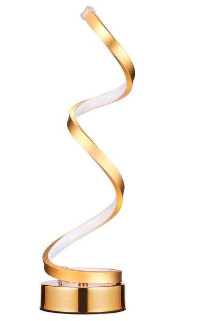 Luminária de mesa LED espiral dourada de 19W com base circular e design moderno