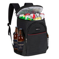 Mochila térmica preta para alimentos e bebidas com bolso frontal, revestimento interno térmico e alças ajustáveis