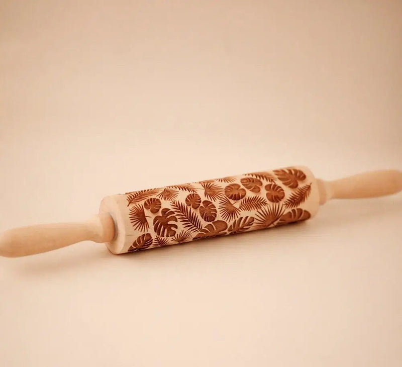Rolo decorativo com estampa de folha Monstera para massas, biscoitos e artesanatos