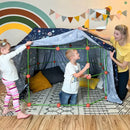 Tenda Kids com kit de construção e lona para criar diferentes brincadeiras